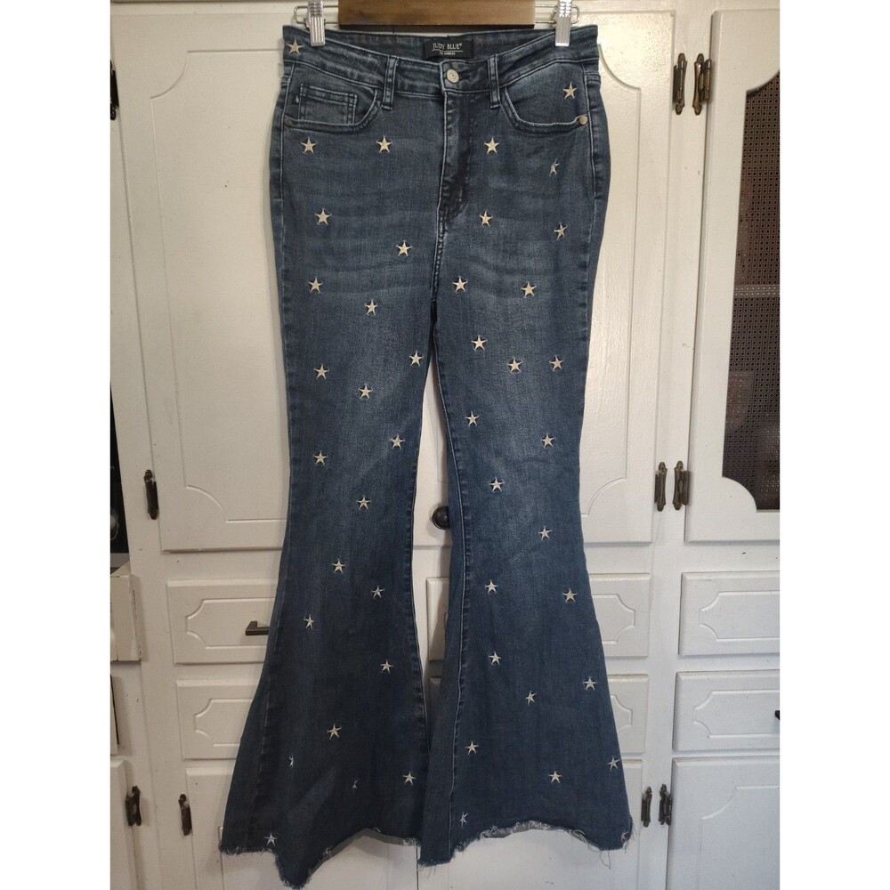 Judy Blue Super Flare Star Jeans Women’s Size 9/29 Patriotic Rodeo Cowgirl